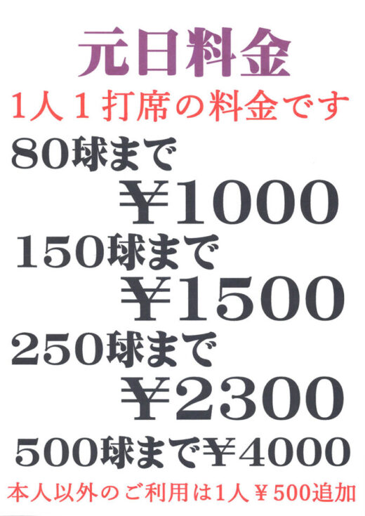 2026元旦料金